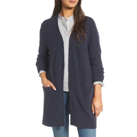 Madewell Ryder Cardigan Wool Blend Sweater Heather Navy Blue Size XS